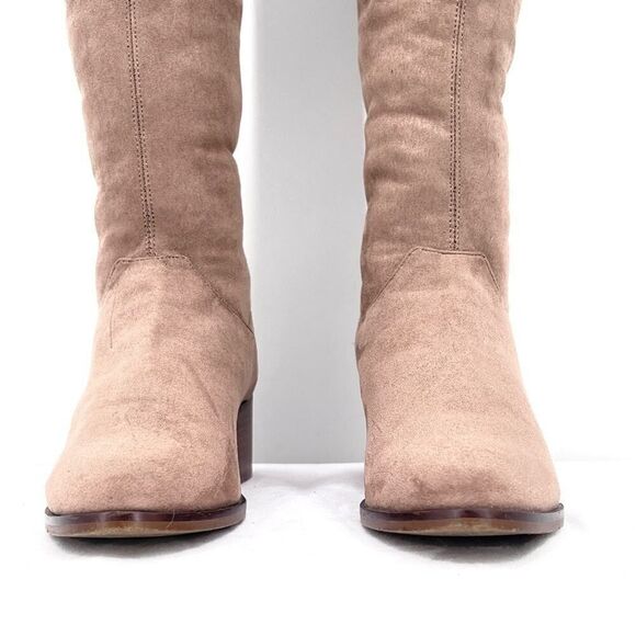 Steve Madden Gabbie Tan Vegan Suede Stretch Over The Knee Block Heel Boots 7.5 - Picture 12 of 13